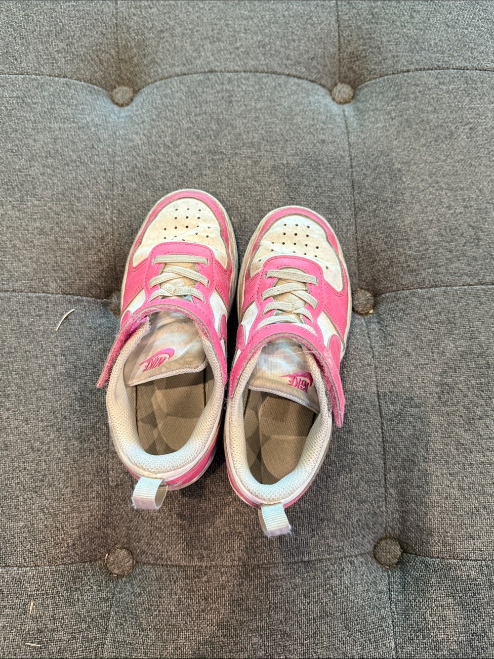 Nike Kids Pink and Cream Velcro Sneakers